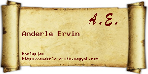 Anderle Ervin névjegykártya